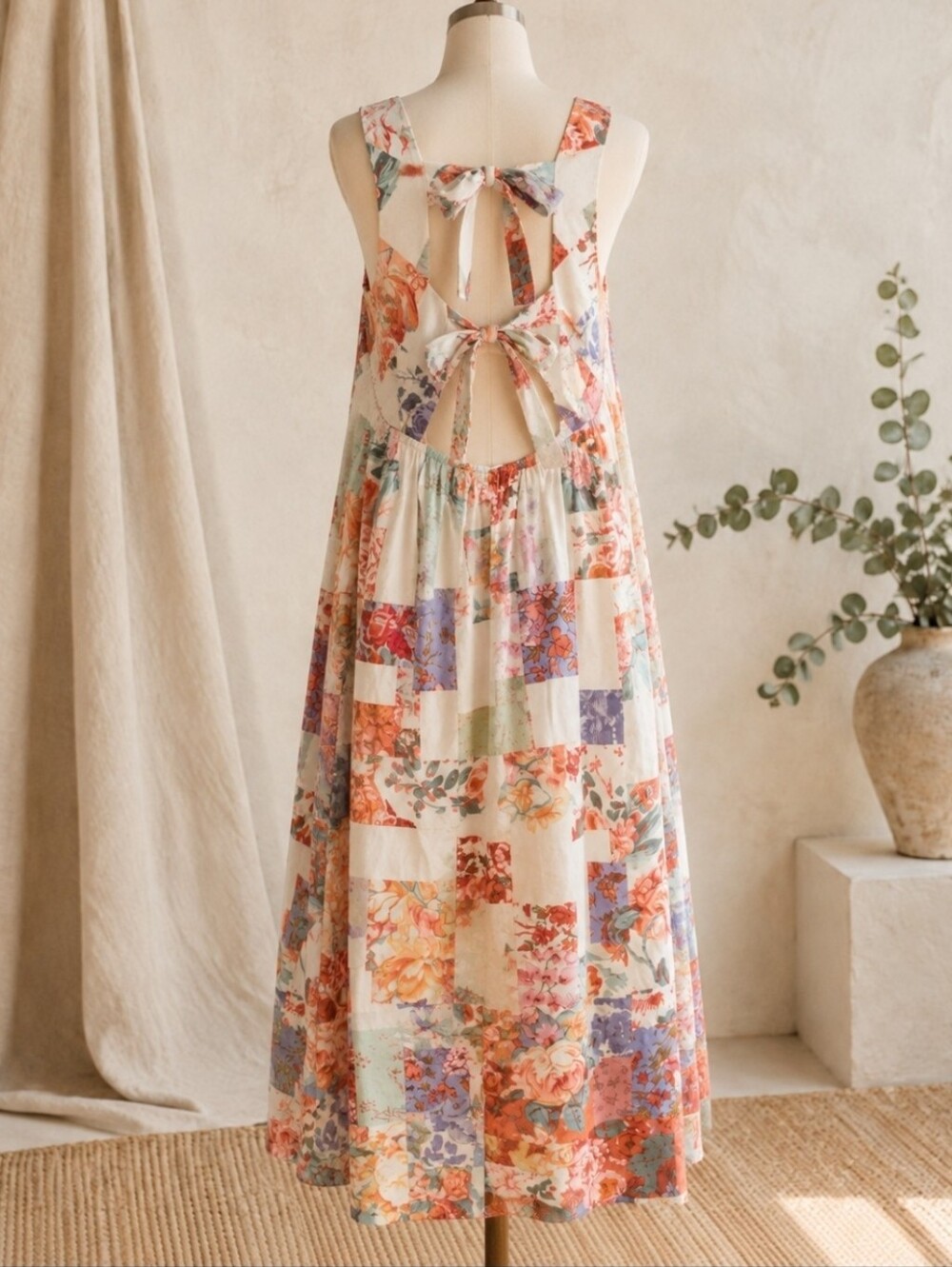 Anthropologie LyreBird Vibrant Flower Print Tie-Back Maxi Dress Sz Large NWT - Picture 5 of 14